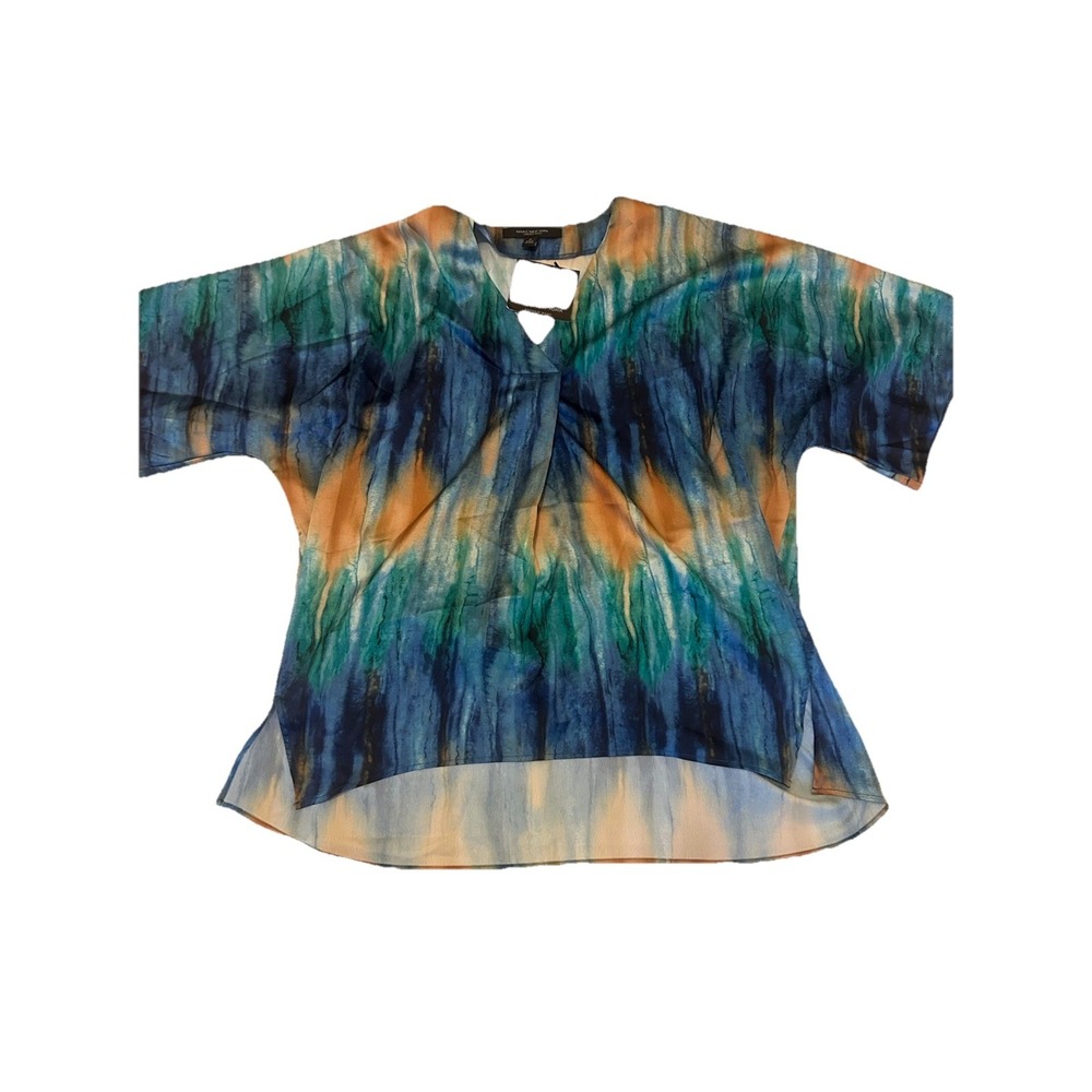 Marc New York Andrew Marc Colorful Blouse Topblue khaki sz medium